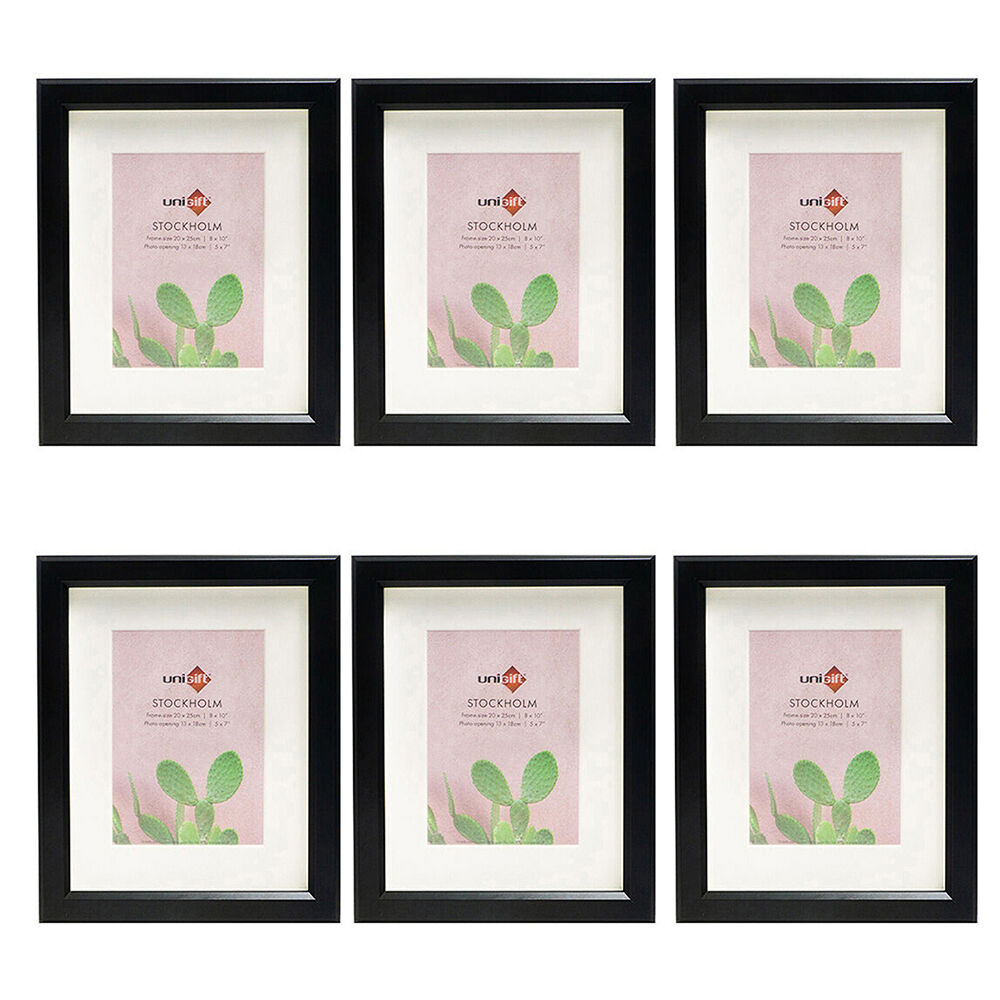 Unigift Stockholm Wooden/Glass Picture Photo Frame 8x10in 20x25cm Black (6 Pack)
