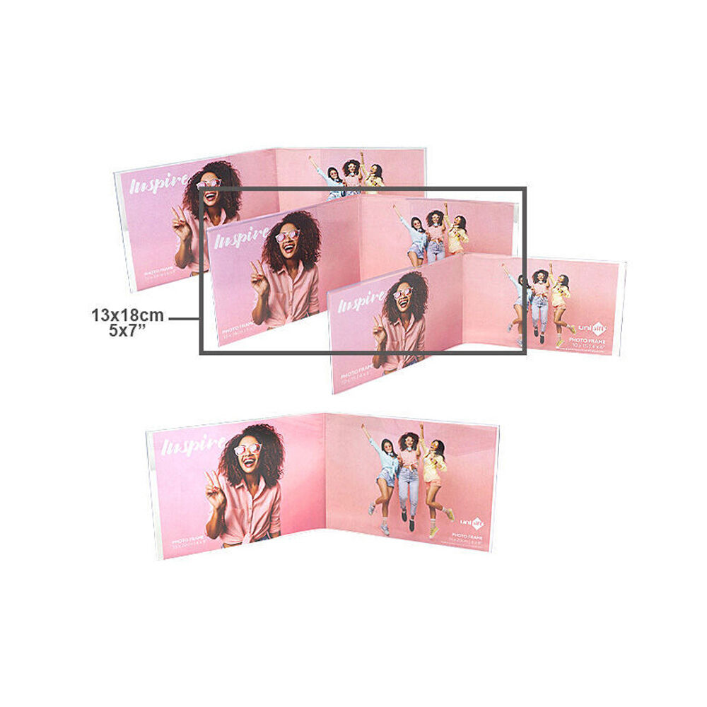 Unigift 13x18cm Clear Inspire Horizontal Double Picture Photo Frame — image 2
