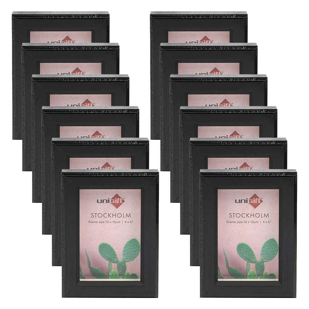 Unigift Stockholm Wooden/Glass Picture Photo Frame 4x6in 10x15cm Brown (12 Pack)