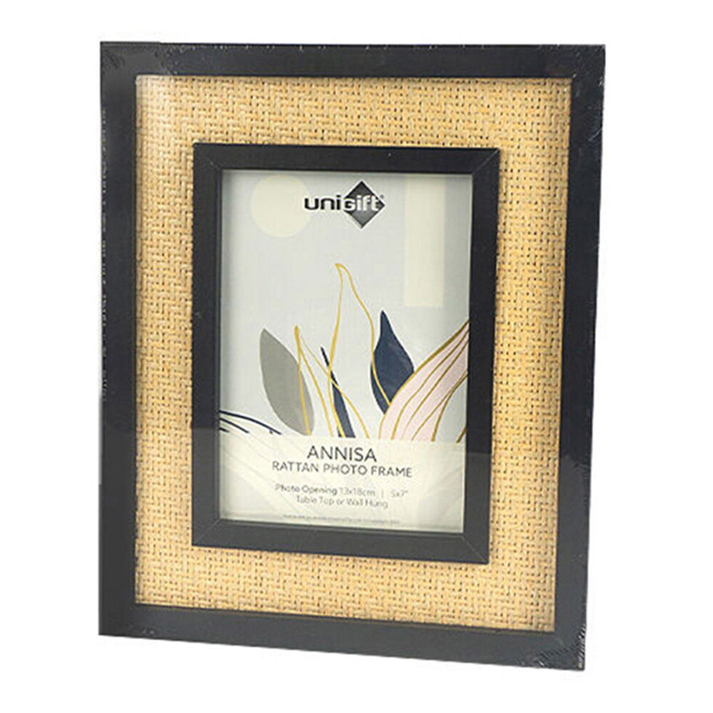Unigift Annisa Rattan Wooden Picture Photo Frame 13x18cm Black&Natural (6 Pack) — image 2