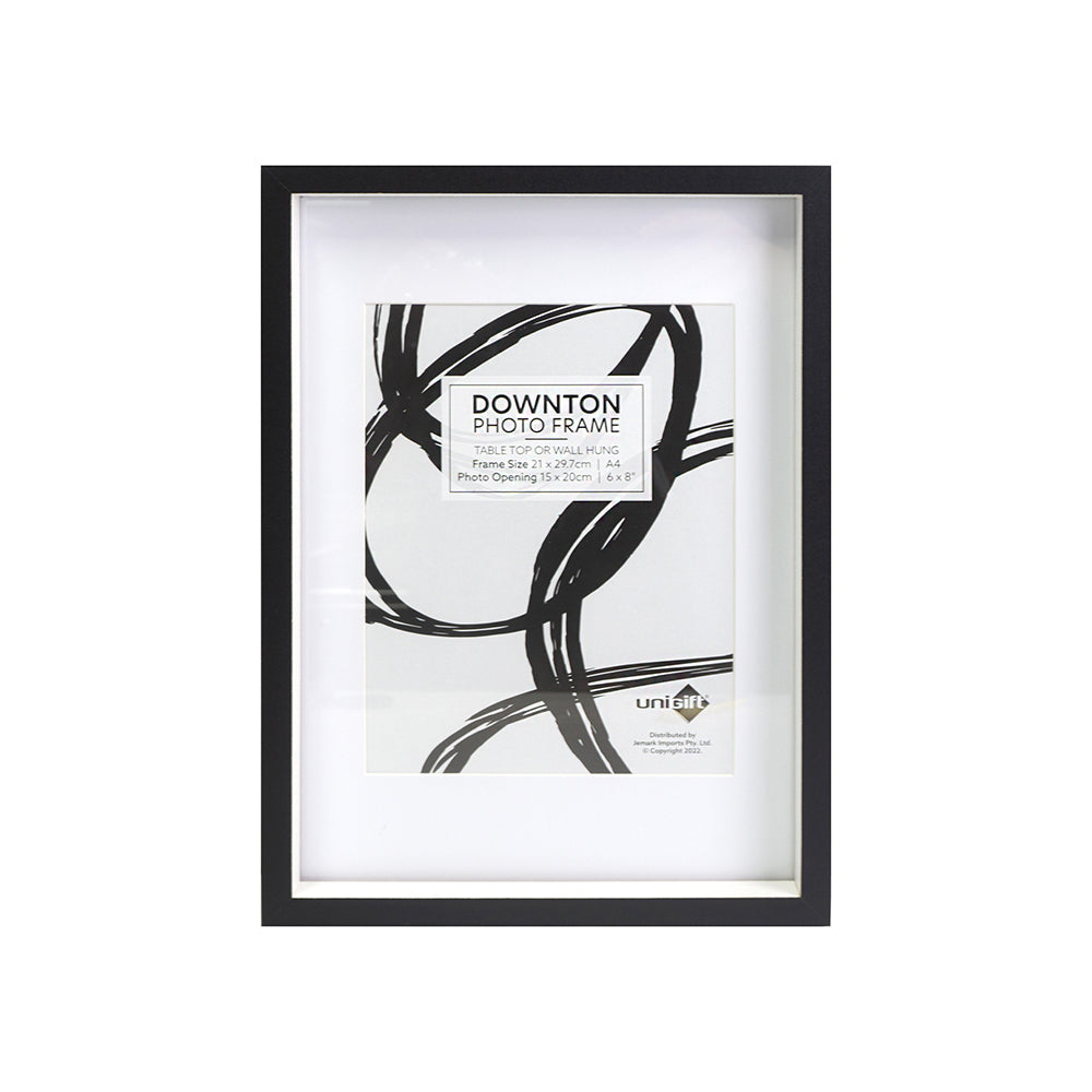 Unigift Downton 21x29cm MDF/Glass Matt A4 Picture/Photo Frame Wall Hanging Black