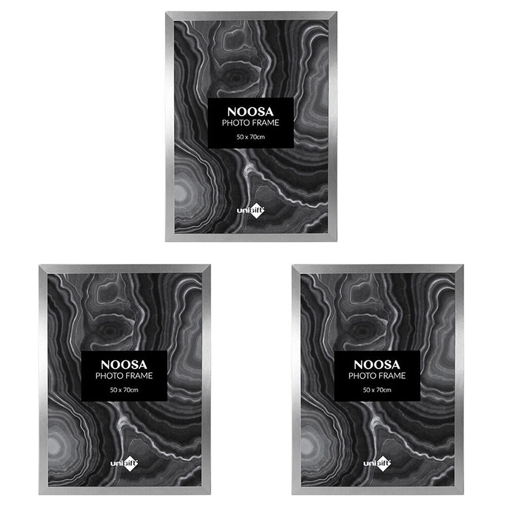 Unigift Wooden Noosa Glass Picture Photo Frame 50x70cm Silver Pearl (3 Pack)