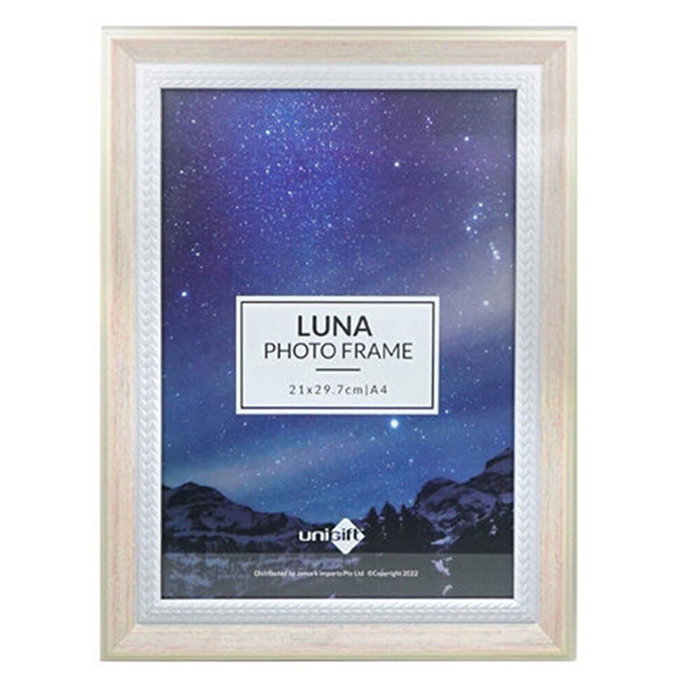 Unigift 21x29.7cm Luna Trim Border Glass Picture Photo Frame A4 — Cream Pink