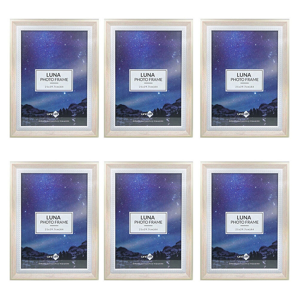 Unigift Luna Cream Trim Border Glass Picture Photo Frame A4 21x29.7cm Pink (6 Pack)