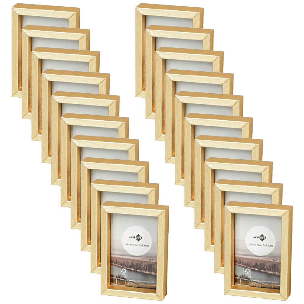 Unigift 5x8cm Acrylic Mini Photo Frame Holder Metallic & Natural Assorted (20 Pack)