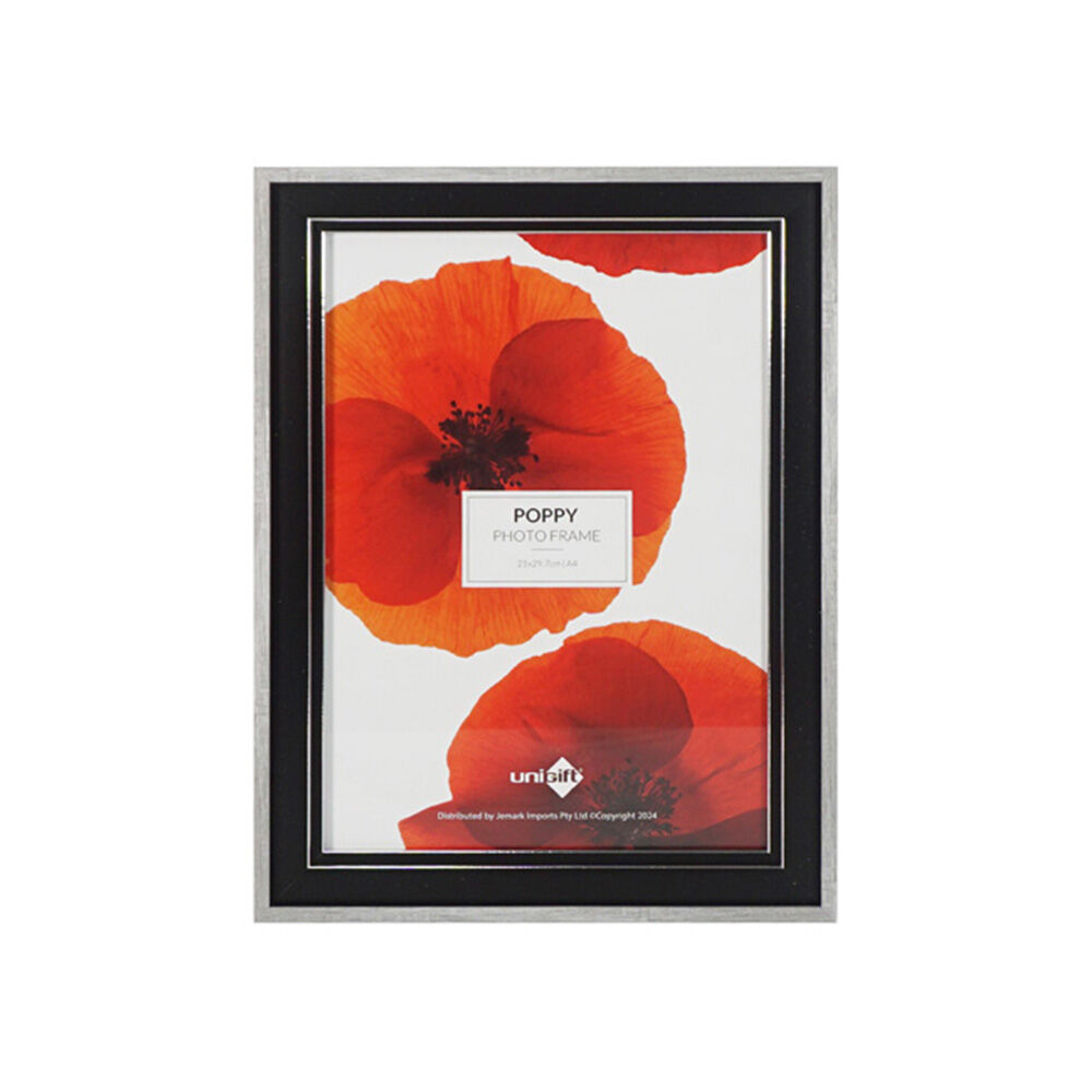 Unigift Poppy A4 Photo Frame Picture Holder Home Decor Black/Grey 21x29cm