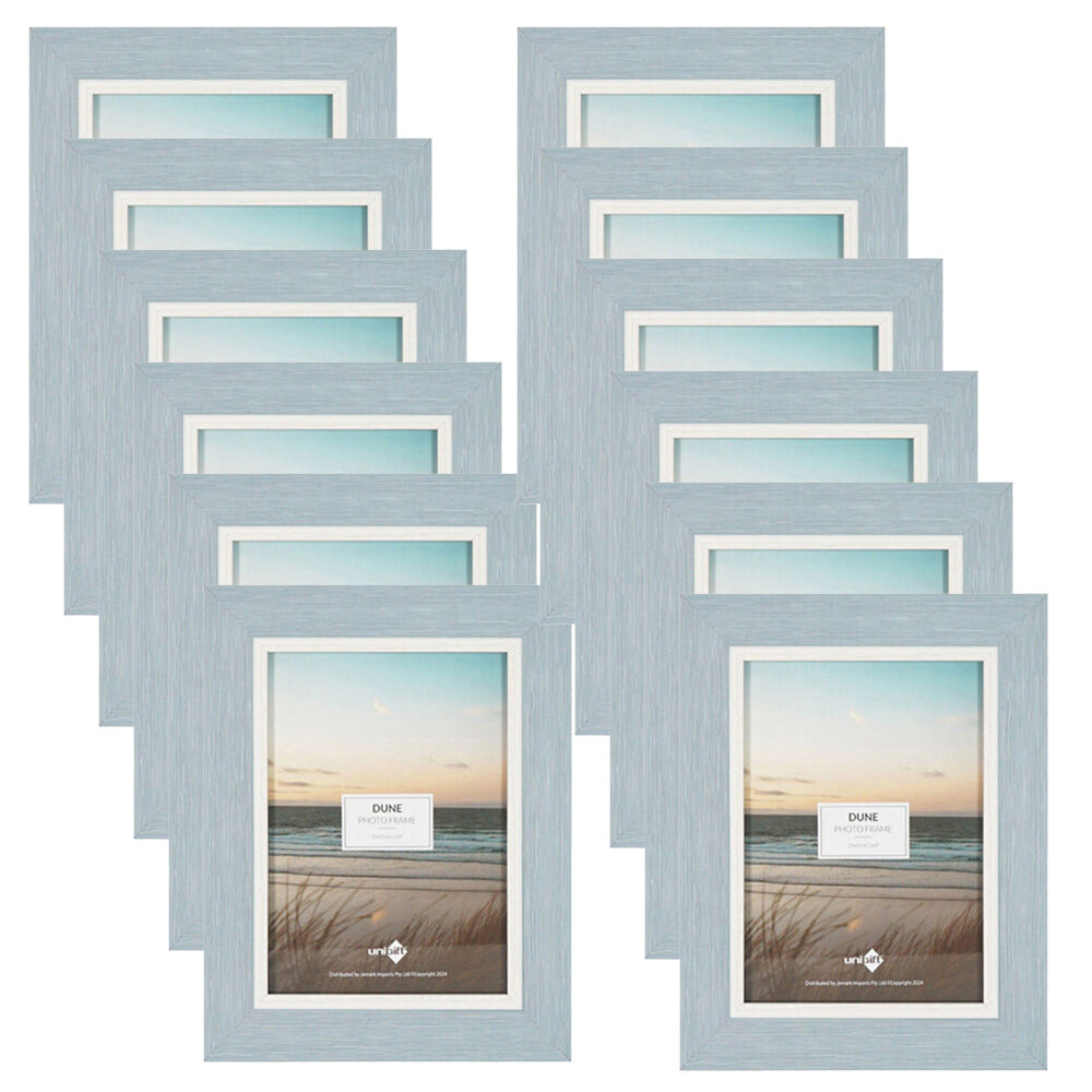 Unigift Dune Glass Home Decor Picture Photo Frame 15x20cm Blue & White (12 Pack)
