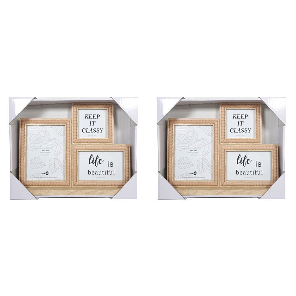 Unigift Louise Tabletop Photo Frame 3-Openings 36x27cm - Brown (2 Pack)