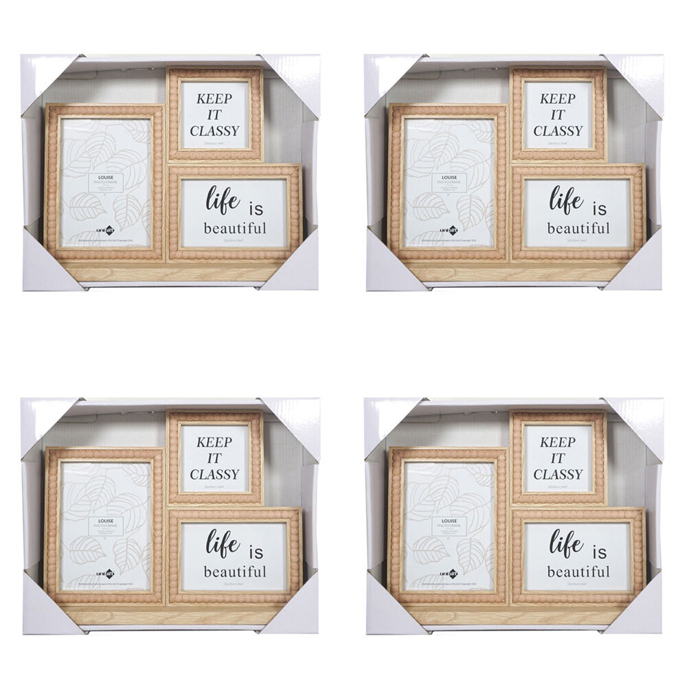 Unigift Louise Tabletop Photo Frame 3-Openings 36x27cm - Brown (4 Pack)