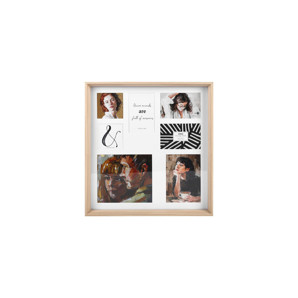 Unigift Soho 4 Sizes 7-Open Collage Photo/Picture Frame Home Decor Natural (2 Pack)