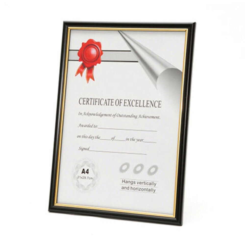 Unigift 21x29.7cm Black/Gold Certificate Glass Picture Photo Frame A4