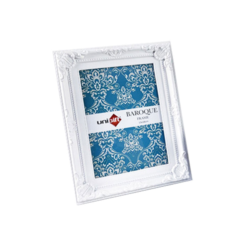 Unigift 13x18cm Baroque Photo Frame Picture Holder Home/Office Decor White (6 Pack)