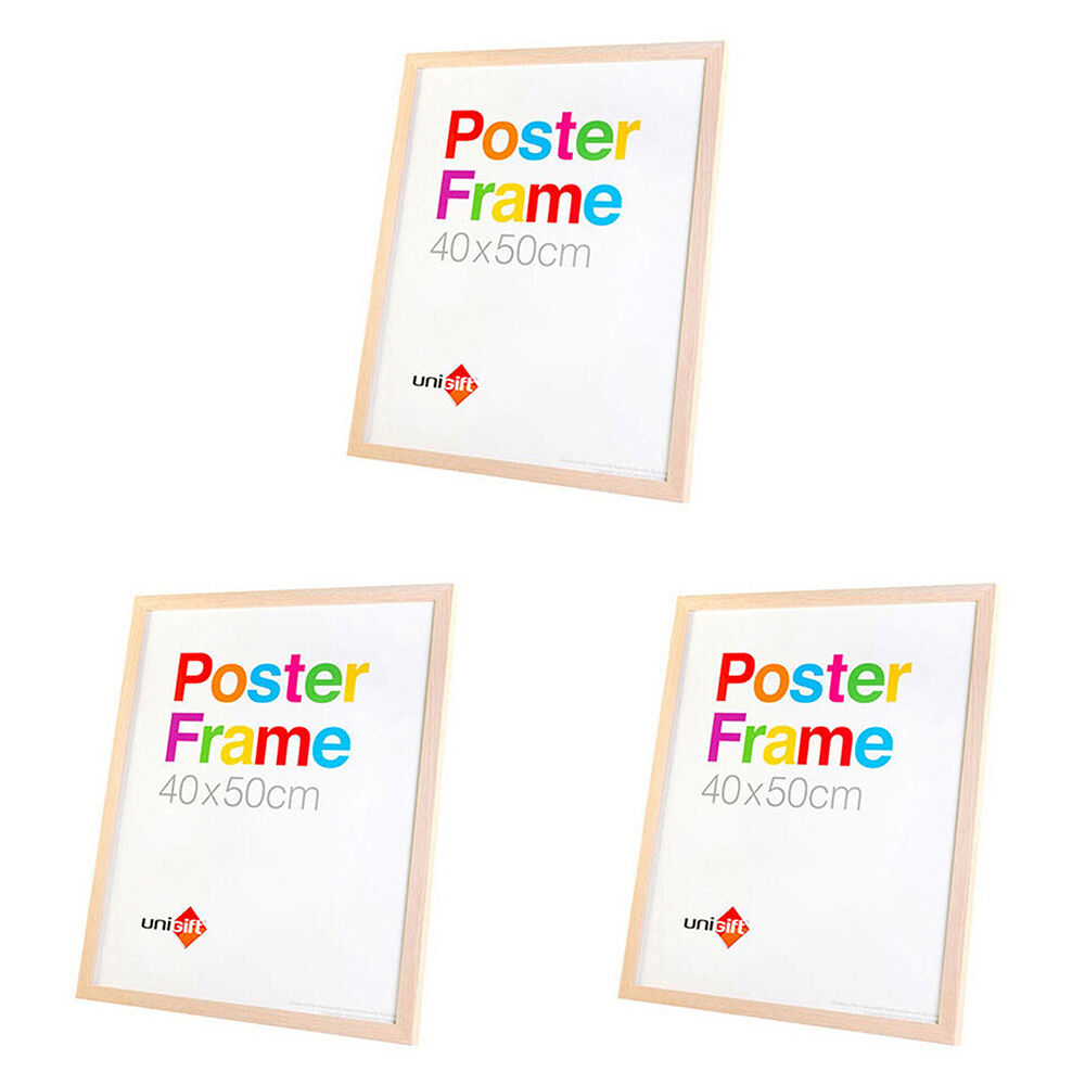 Unigift Wooden/Glass Hanging Poster Picture Photo Frame 40x50cm Natural (3 Pack)