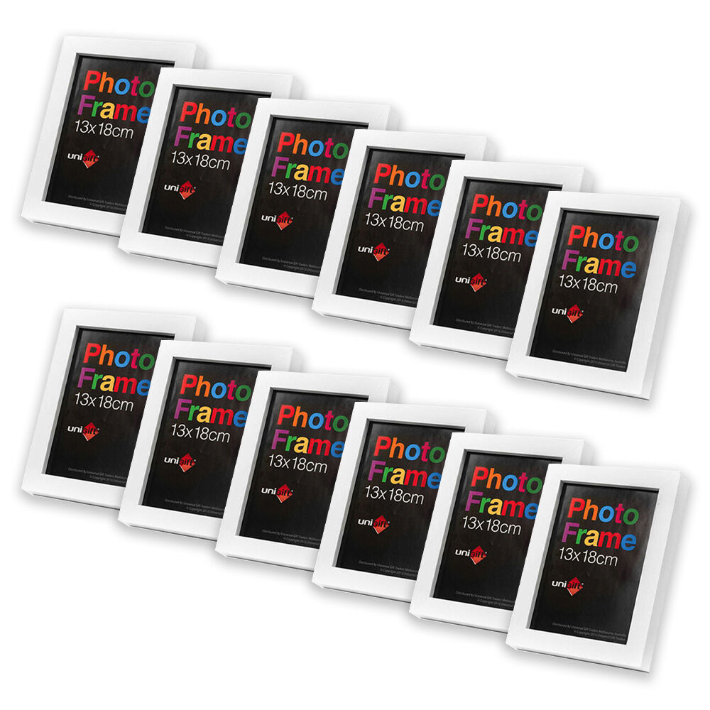 Unigift Wooden/Glass Home Decor Picture Photo Frame 13x18cm White (12 Pack)