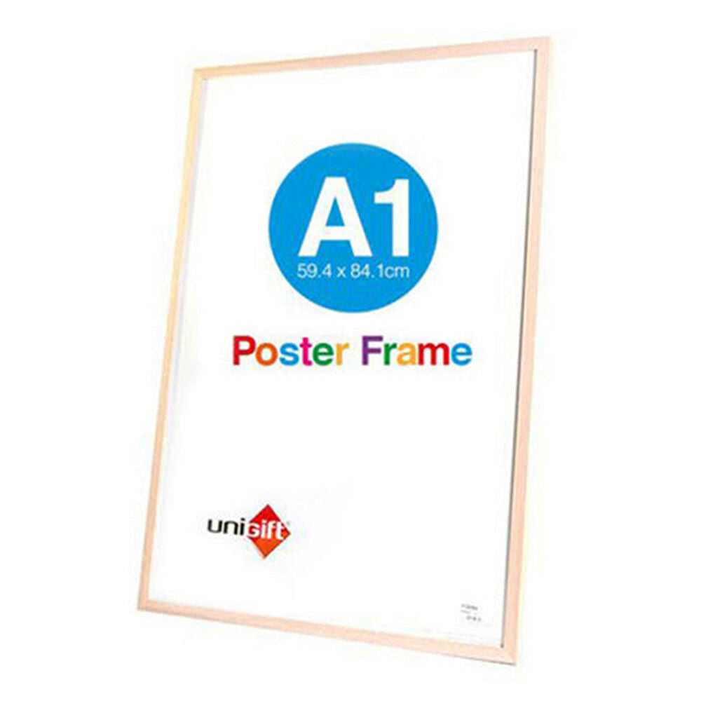 Unigift 59.4x84.1cm A1 Wooden/Glass Poster Picture Photo Frame — Natural