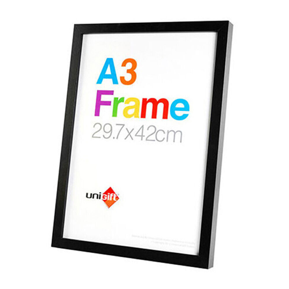 Unigift A3 Wooden/Glass Poster Picture Photo Frame 29.7x42cm Black (3 Pack) — image 2