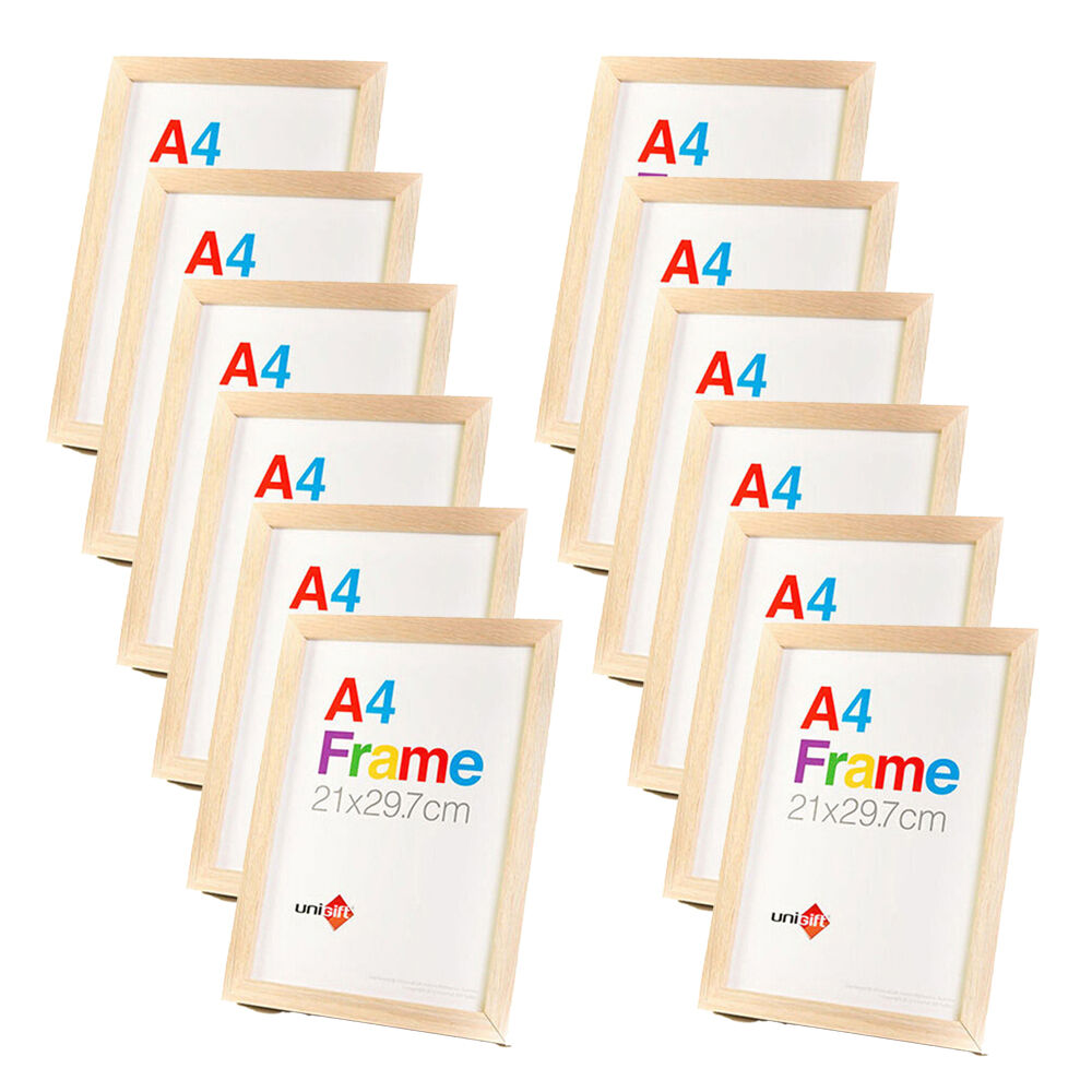 Unigift Wooden/Glass Poster Picture Photo Frame 21x29.7cm Natural (12 Pack)