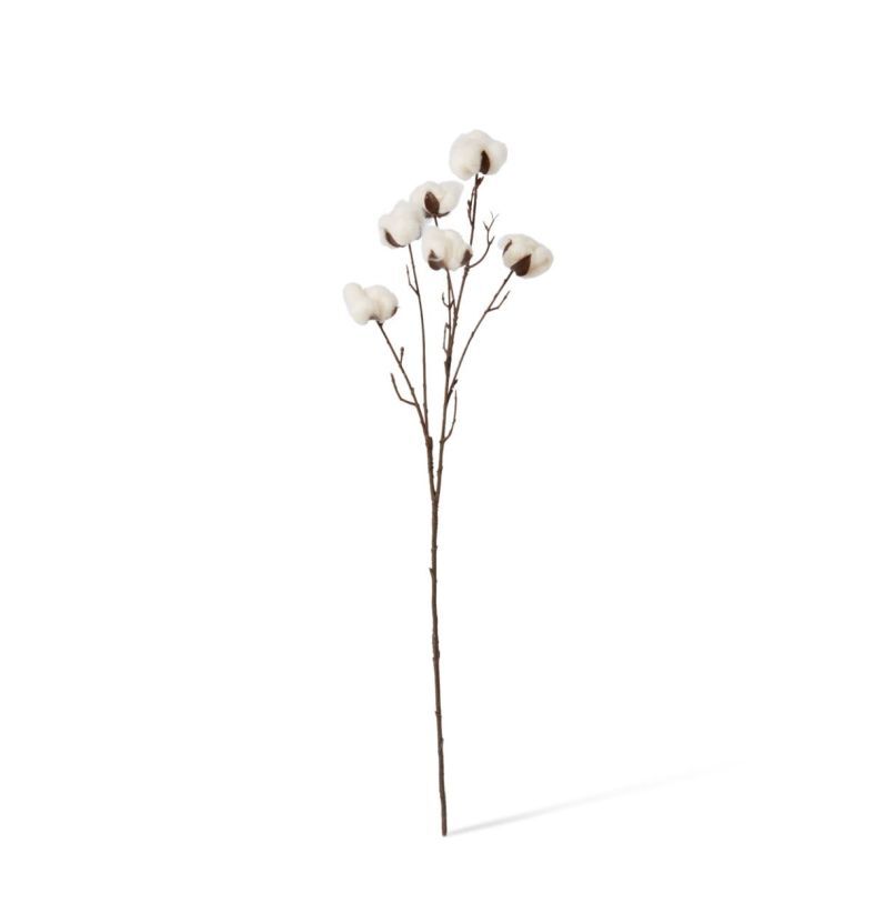 E Style Cotton Stem Plastic Artificial Faux Flower Decor White/Brown — 66cm