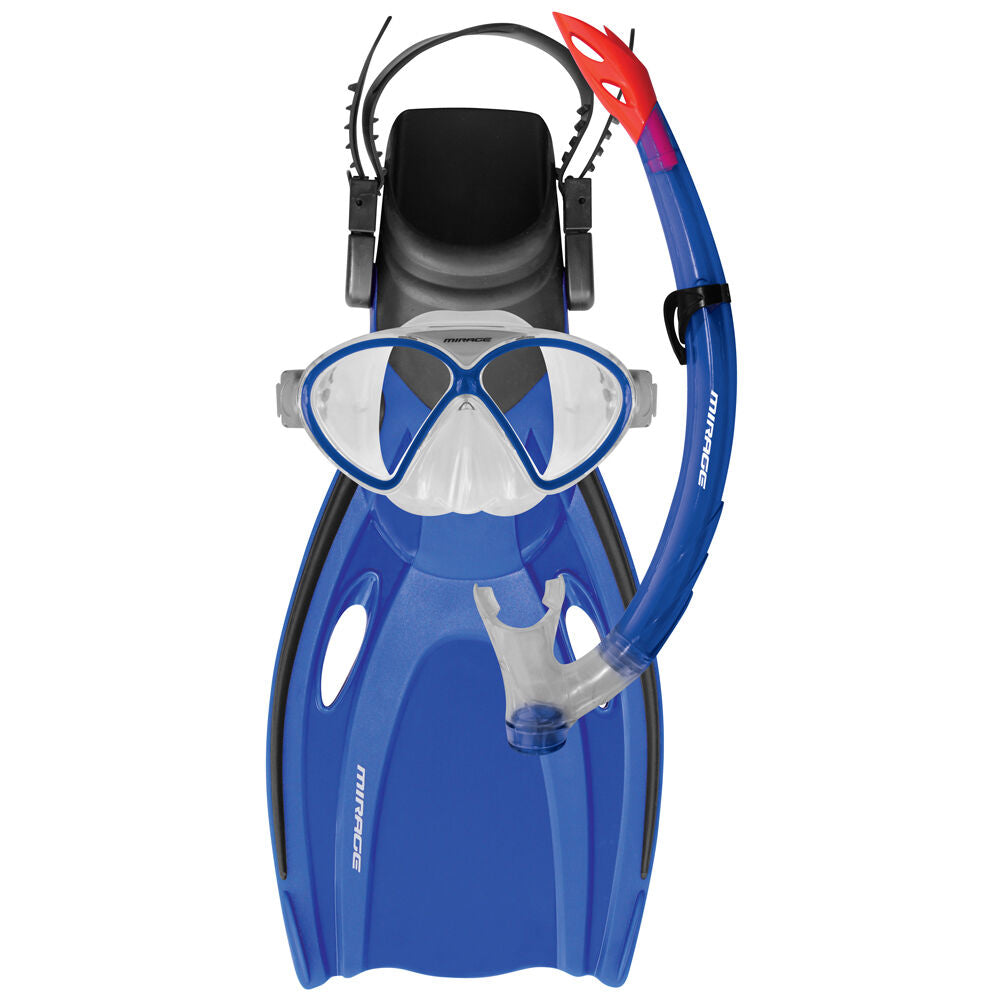 Mirage Comet Junior Snorkelling Mask/Snorkel/Fins Set Large Dark Blue (4 Pieces)