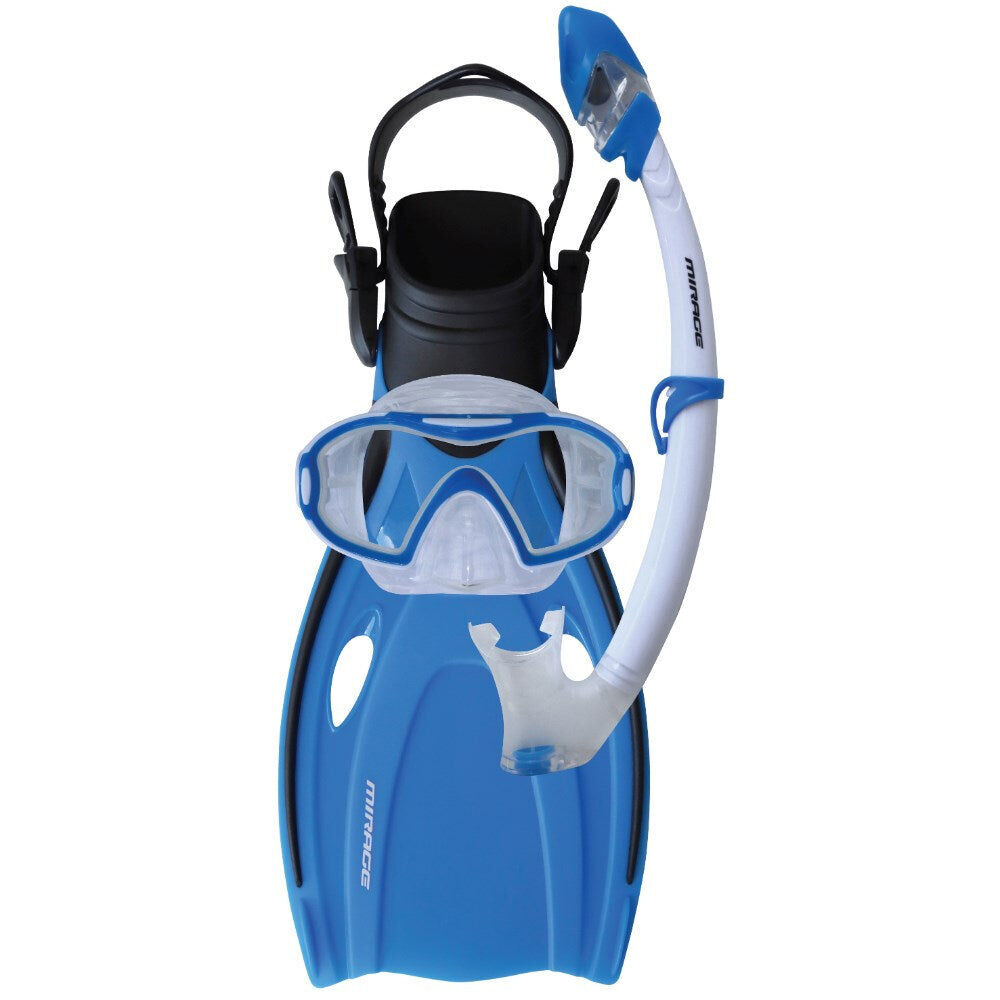 Mirage Dolphin Junior Silitex Mask Fin Snorkel Set Snorkeling Accessories — Blue