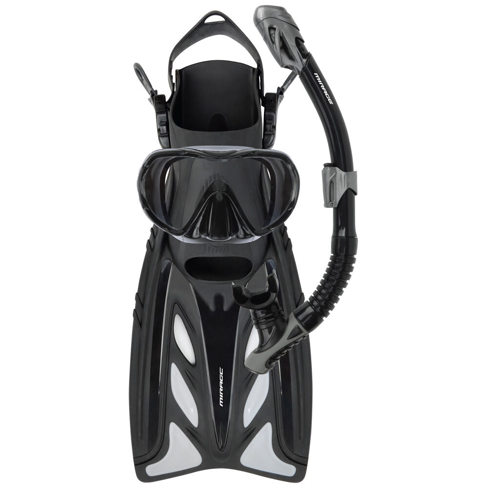 Mirage 4pc Rayzor Infinity Dry Silicone Mask Snorkel Fins Set Small Medium