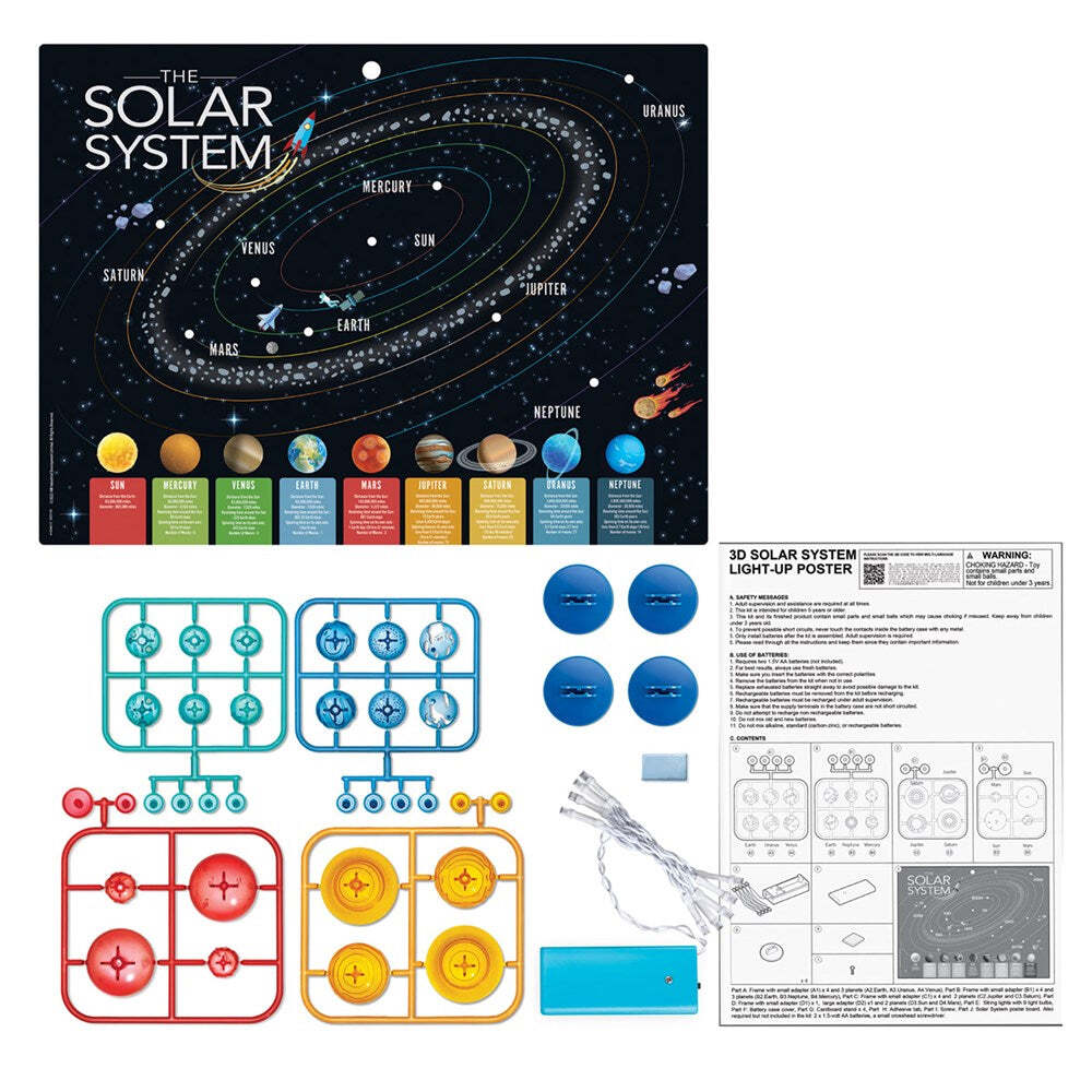 4M KidzLabs 3D Solar System Light-Up Poster Board Educational Kids Activity 5y+ — image 2