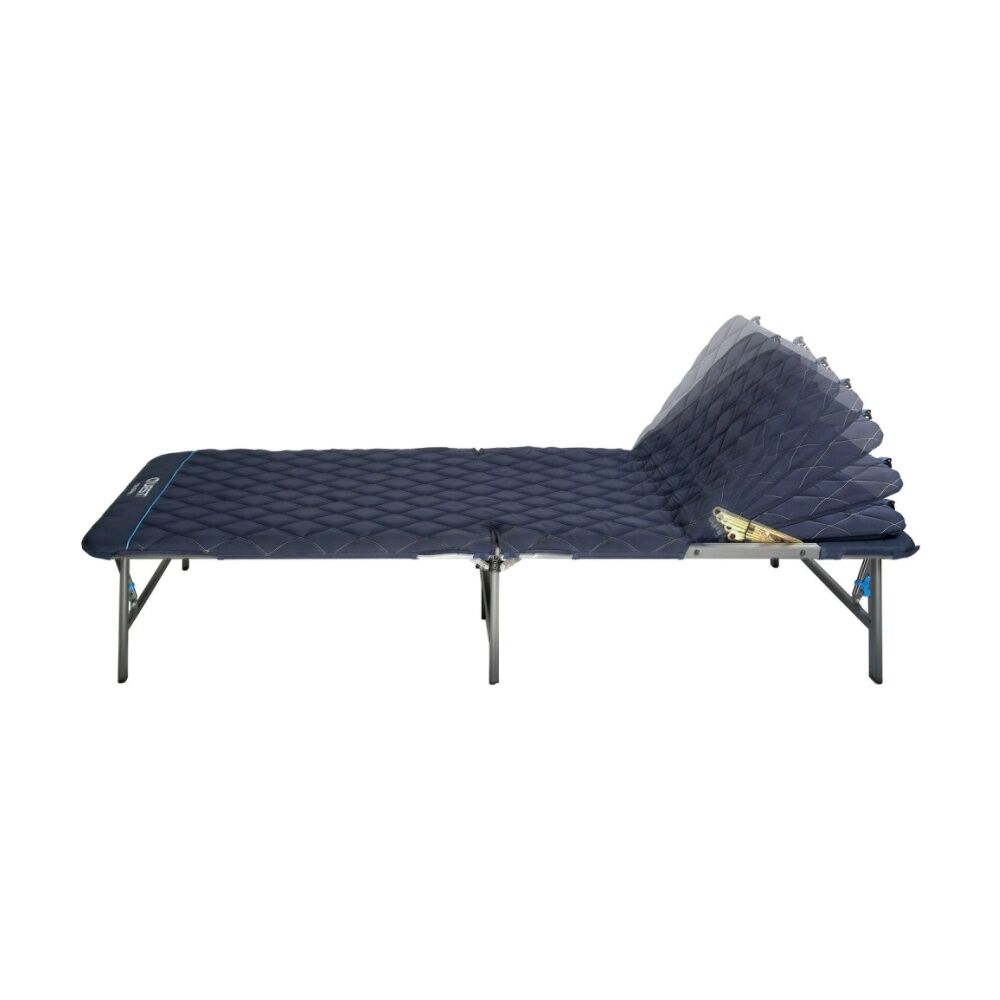 Quest Outdoors 2x0.8m Flat Fold Camping Bed Tilt Back Reclining Head Steel Frame — image 2