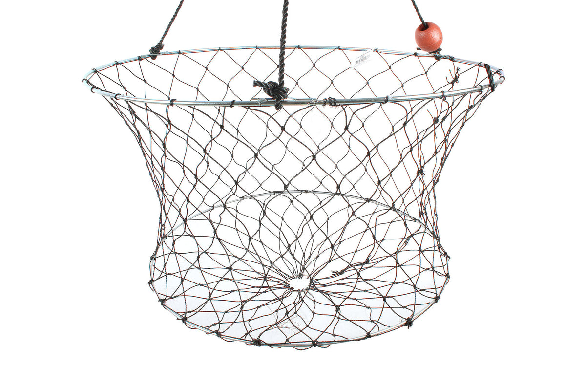 Fishteck XL 75cm Crab Net Basket w/ Mesh Base Fishing Container Storage Black