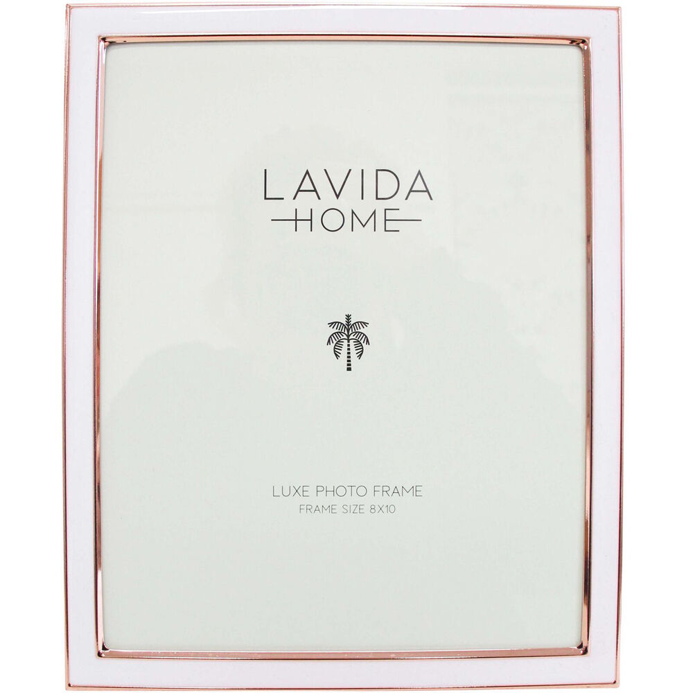 LVD 24.5x1.5x29.5cm White/Rose Gold Iron/Glass Picture/Photo Frame 8x10