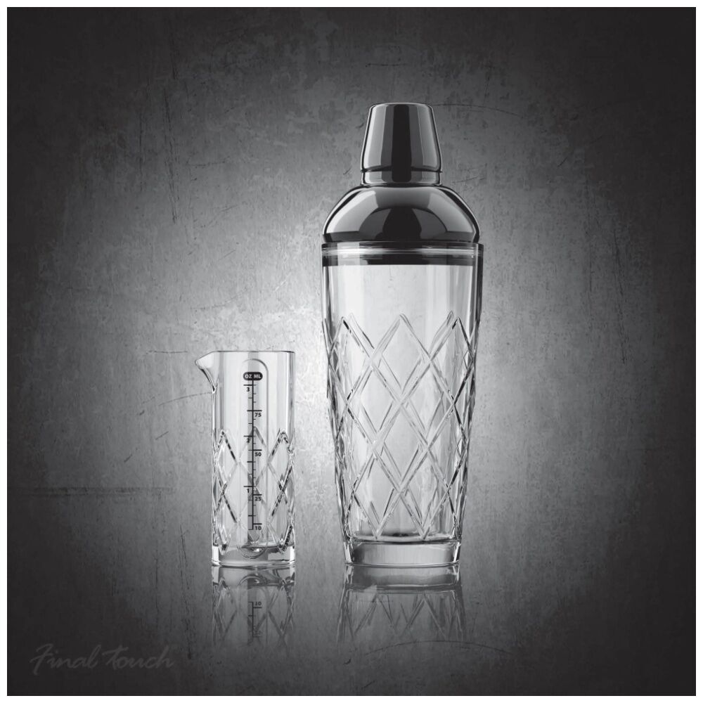 Final Touch 2pc Yarai Cocktail Glass Shaker And Jigger Set 700ml 100ml — image 2
