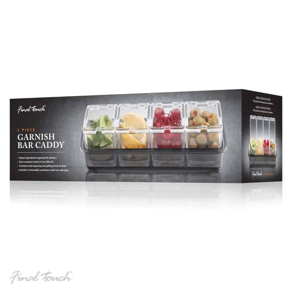 Final Touch Garnish Bar Caddy Tray Container Clear (5 Pieces) — image 3