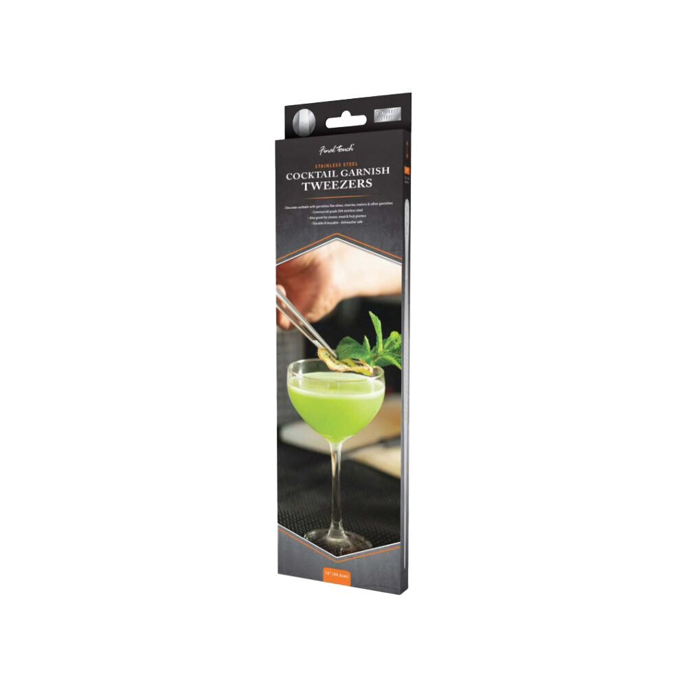 Final Touch Stainless Steel Cocktail Garnish Tweezers Bar Accessory 12-inch — image 4