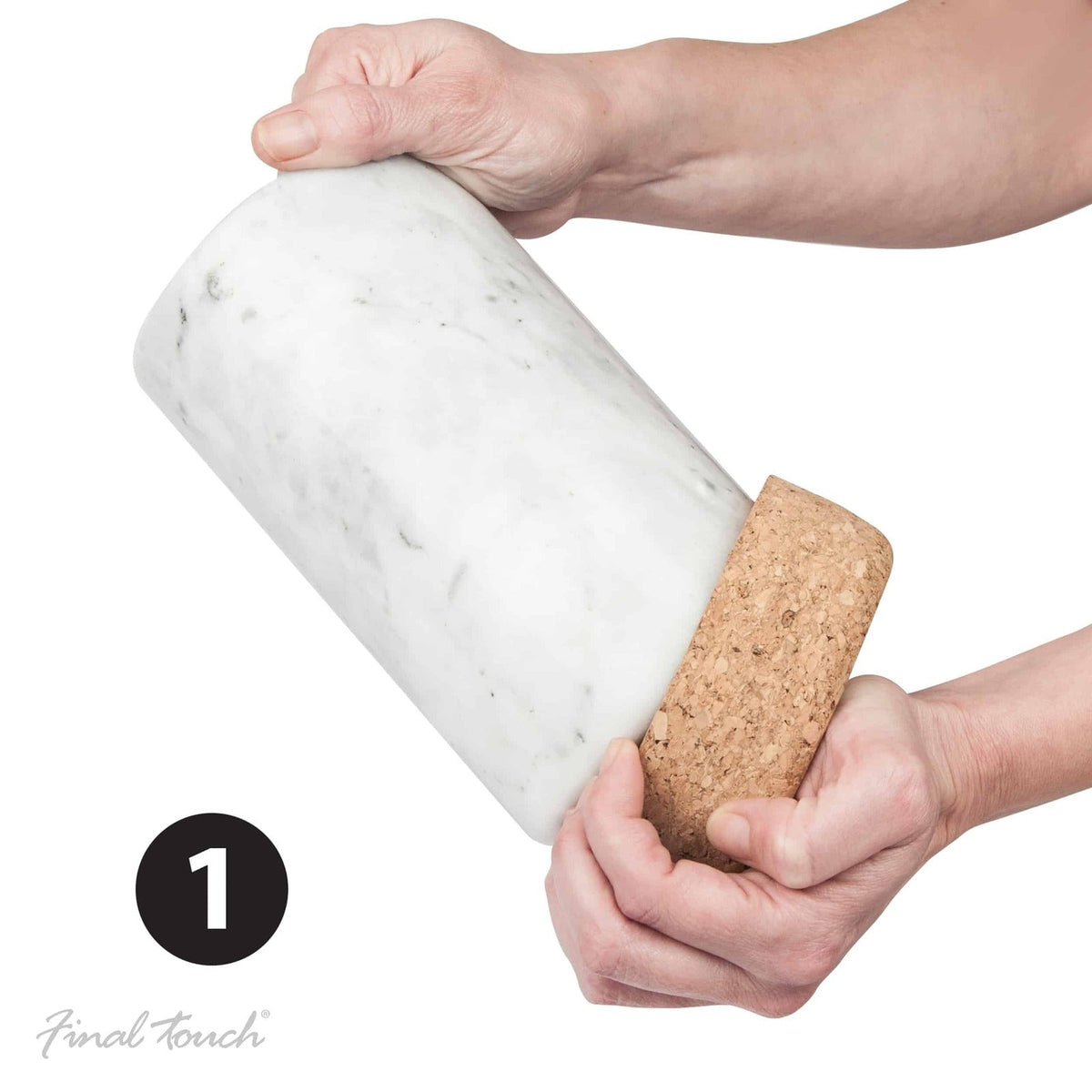 Final Touch Bottle White Wine Chiller/Cooler Set with Marble/Cork Base — image 3