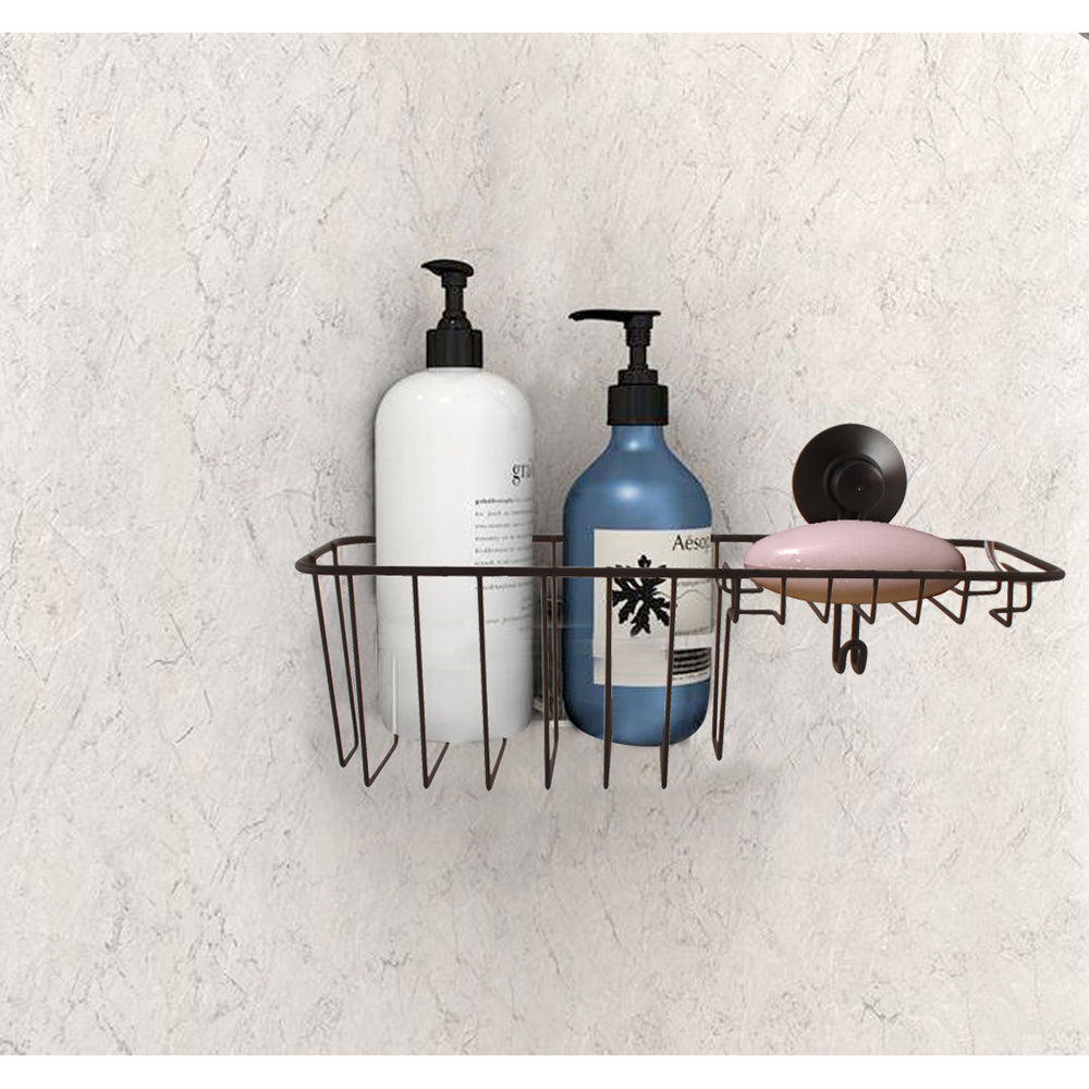 Home Expression 30cm Shower Shelf Storage Organiser w/ Suction Cup Matte Black — image 2