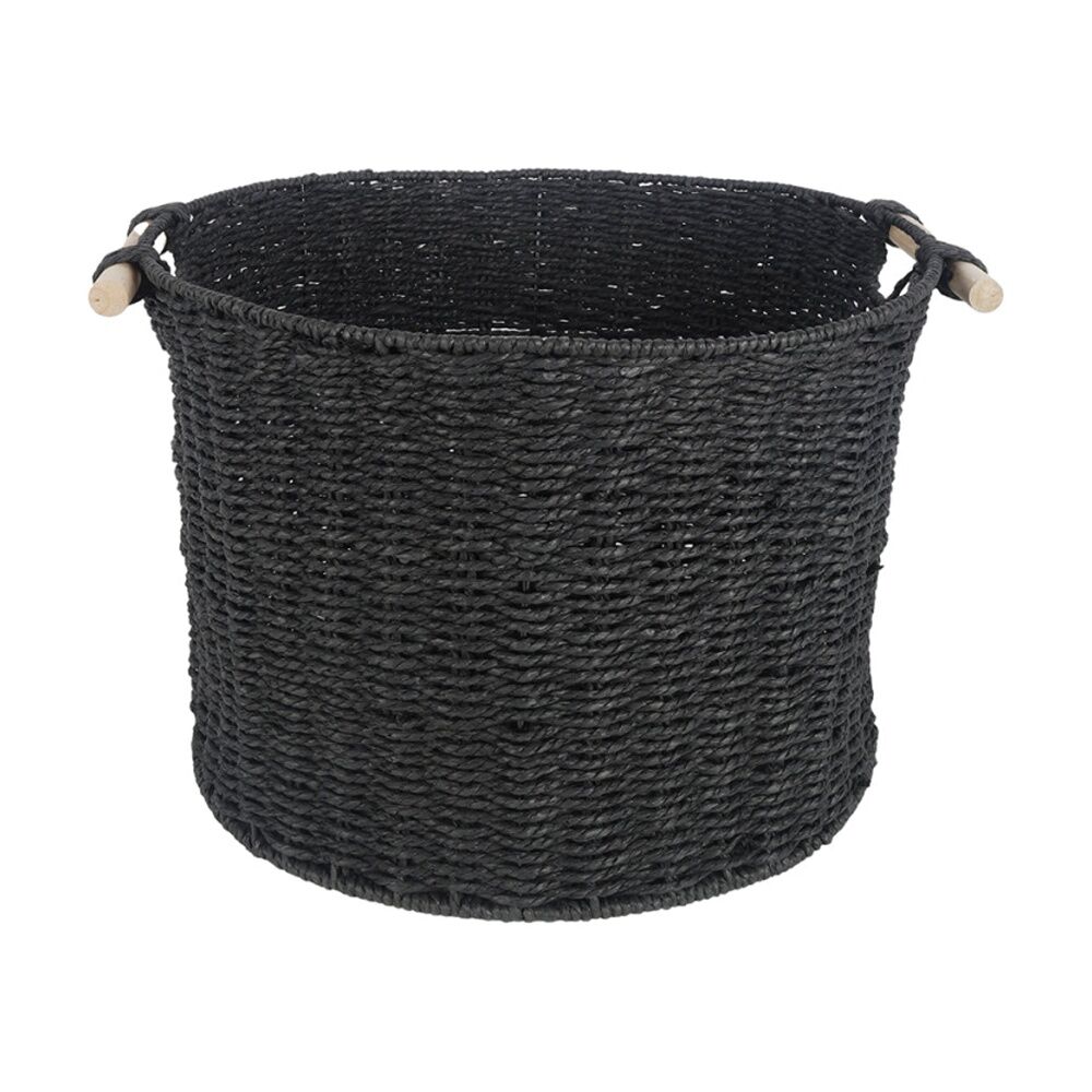 Maine & Crawford Cercy Paper Rope 45cm Storage Basket Organiser w/ Handle Black — image 4