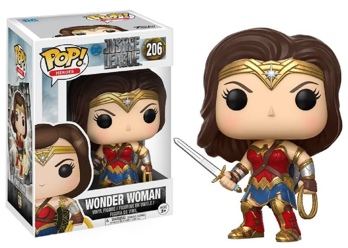 Pop! Funko 10cm Vinyl JL Movie Wonder Woman #206 Figurine Collectable Toy 3y+