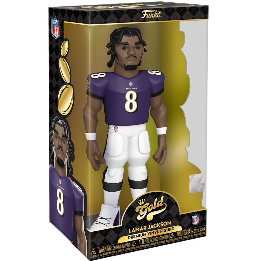 Funko NFL Football Lamar Jackson Ravens Gold Premium Vinyl Action Figure Toy 12in — image 5