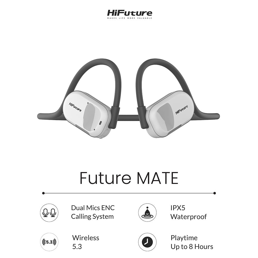 Hifuture FutureMate Open Ear Air Conduction ENC Headphones w/ 2-Mic Grey/White — image 10