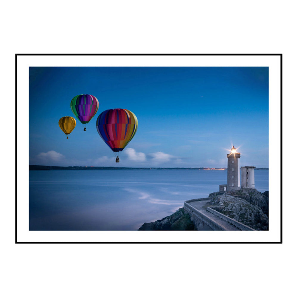 Unbranded Hot Air Balloons Framed Print Home Decor Display Rectangle 40x60cm Glass/Plastic