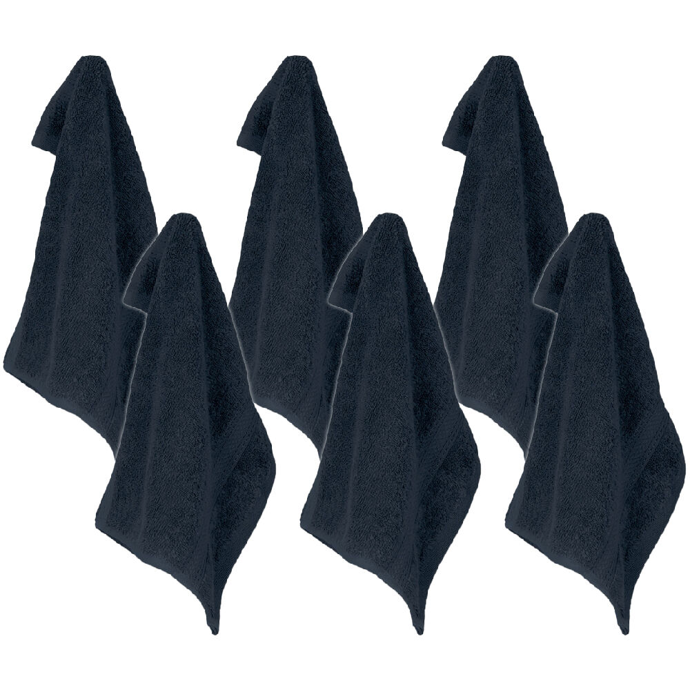 Ardor St Regis Collection 32x32cm Cotton Face Washer/Wash Soft 600GSM Navy (6 Pack)