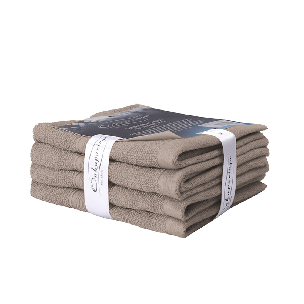 Onkaparinga Ultimate Alanya Cotton Face Washer/Towel 550Gsm Highly Breathable Almond (4 Pack) — image 2
