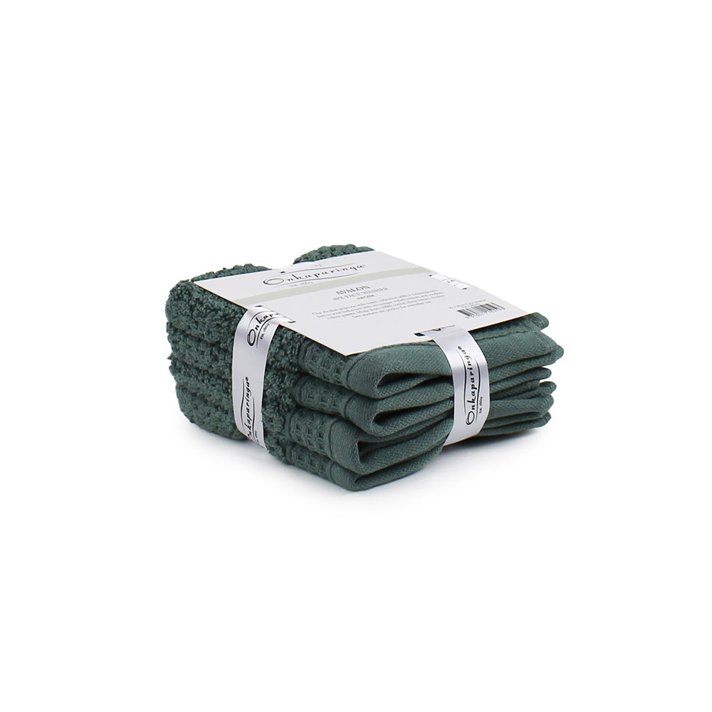 Onkaparinga 30x30cm Cotton Avalon Bathroom Face Washers 550GSM Fir Green (4 Pieces) — image 2