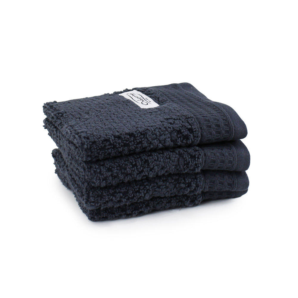 Onkaparinga 30x30cm Cotton Avalon Bathroom Face Washers 550GSM Midnight (4 Pieces)