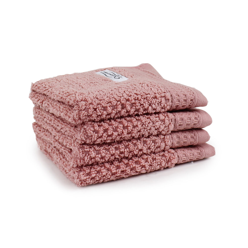 Onkaparinga 30x30cm Cotton Avalon Face Washers Set 550GSM Dusty Primrose (4 Pieces)