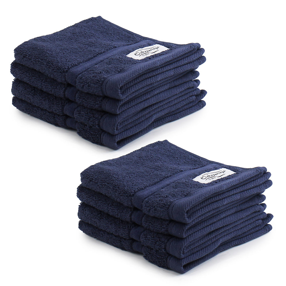 Onkaparinga 30x30cm Cotton Flinders Bathroom Face Washers Set 600GSM Denim (8 Pieces)