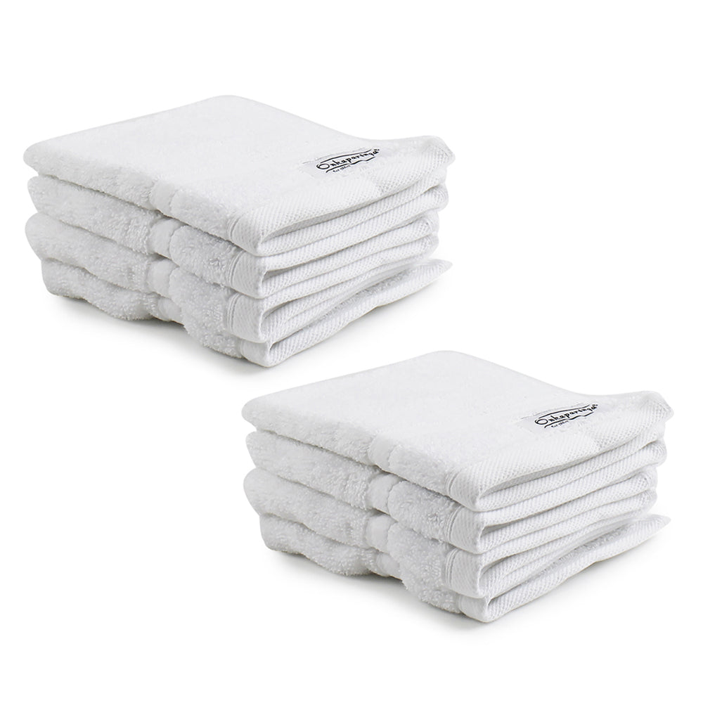 Onkaparinga 30x30cm Cotton Flinders Bathroom Face Washers Set 600GSM White (8 Pieces)