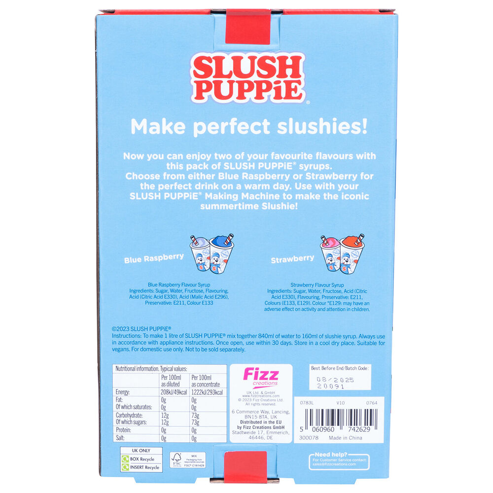 Fizz Creations Slush Puppie Drink Syrup Set Blue Raspberry/Strawberry 500ml (2 Pack) — image 2