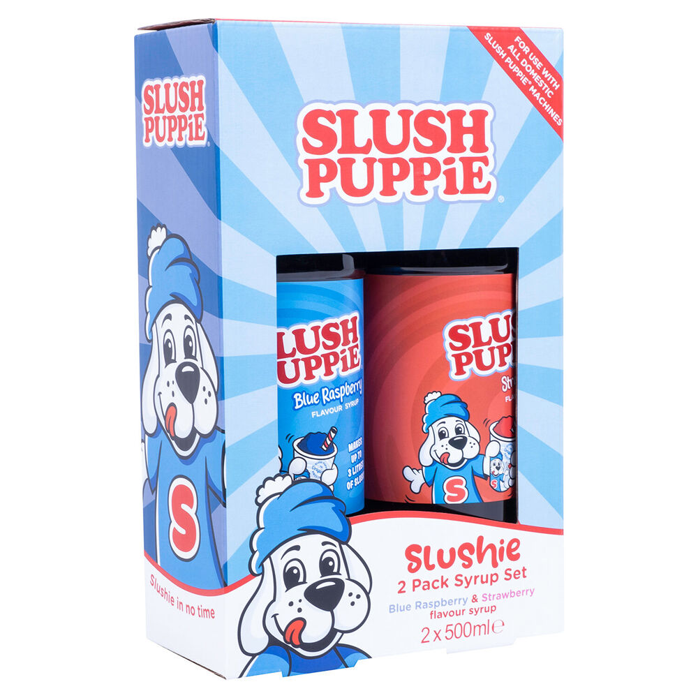 Fizz Creations Slush Puppie Drink Syrup Set Blue Raspberry/Strawberry 500ml (2 Pack)
