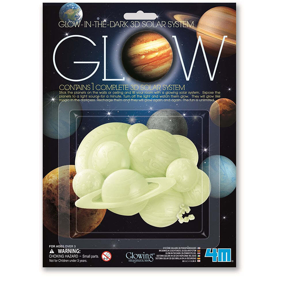 4M Glow 3D Solar System w/ Adhesive Tape Planets Room Wall/Ceiling Kids Toy 3y+