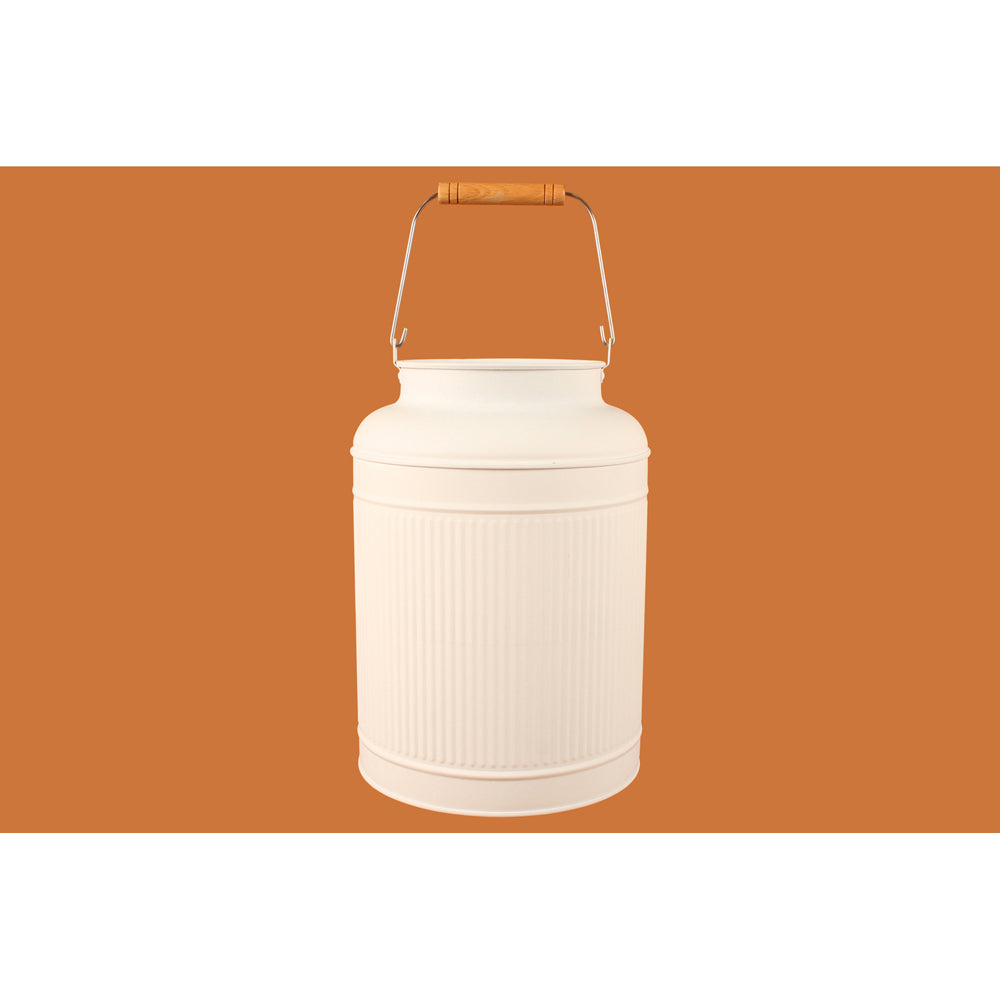 Yard Master 26cm Maja Emboss Metal Milk Can Plant Pot Container Home Decor White — image 2
